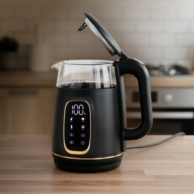 Adler D 1305 BG electric kettle 1.7 L 2200 W Black, Transparent, Gold Adler D 1305 BG electric kettle 1.7 L 2200 W Black, Transparent, Gold