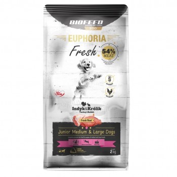 EUPHORIA Fresh Junior Medium & Large dogs Turkey with rabbit - dry dog food - 2kg