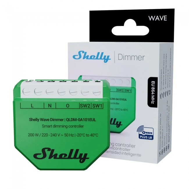 Shelly Wave Dimmer EU LR Smart Dimming Controller Green Shelly Wave Dimmer EU LR Smart Dimming Controller Green