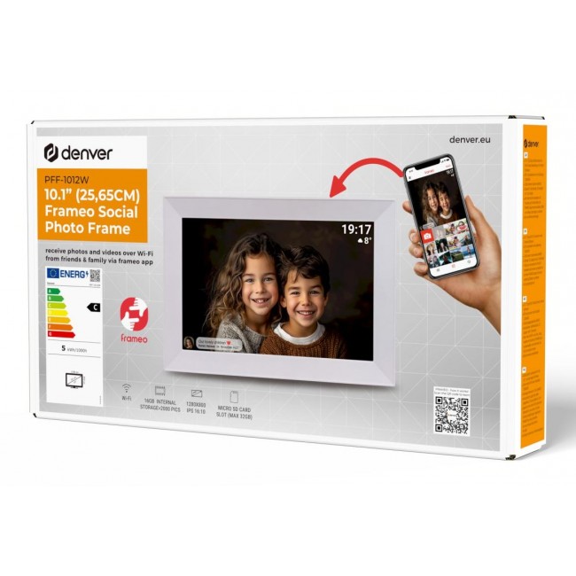 Denver PFF-1012 digital photo frame White 25.6 cm (10.1