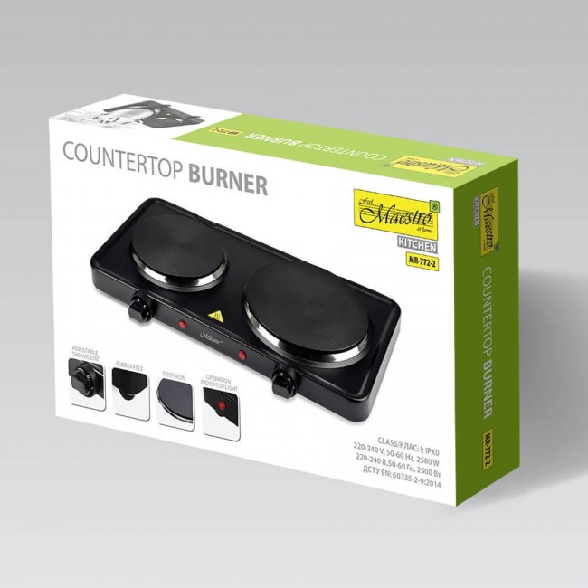 Electric double hot plate 2500 W MR-772-2 MAESTRO Electric double hot plate 2500 W MR-772-2 MAESTRO