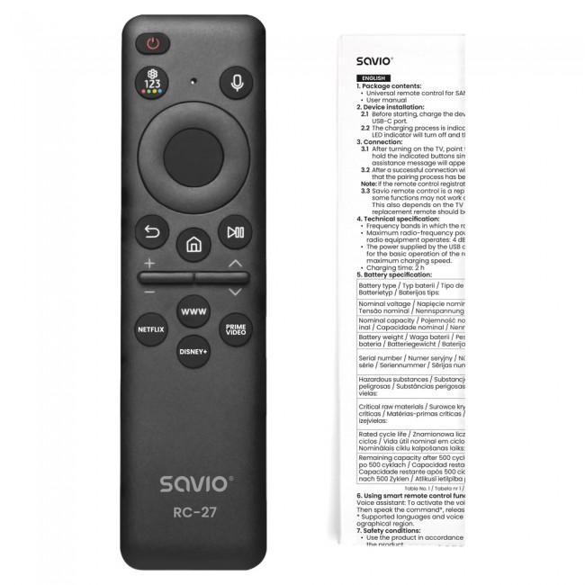 SAVIO RC-27 Universal/replacement remote control for SAMSUNG TV SMART TV