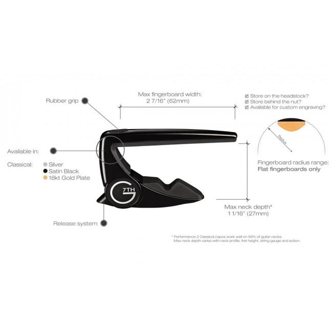 G7th Performance 2 Classical Satin Black - kapodaster do gitary klasycznej i flamenco