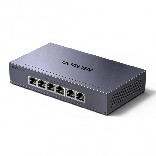 Ugreen 6-port Ethernet switch 1 Gbps with PoE - grey