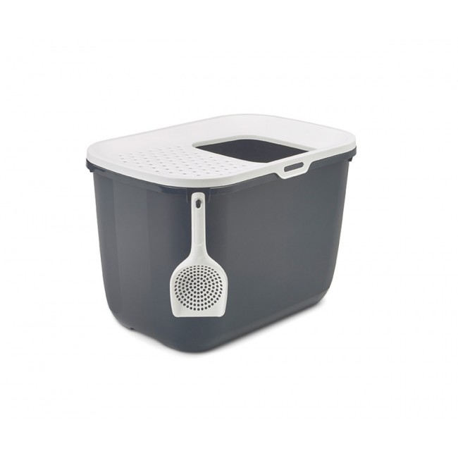SAVIC HOP Anthracite with White Lid Cat Litter Tray 58.5x39x39.5 cm 1 pc.