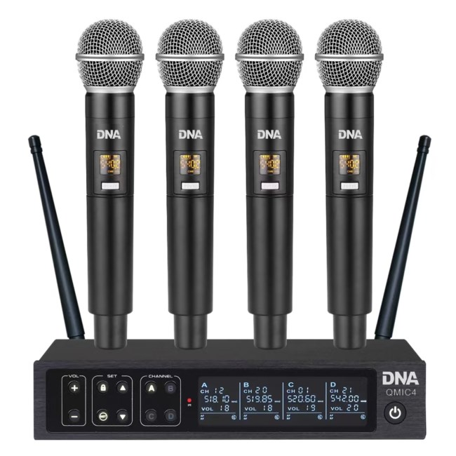 DNA QMIC4 wireless microphone with 4 handheld transmitters