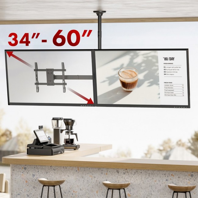 Maclean ceiling mount for two TVs, max load 2x40kg, 34-60