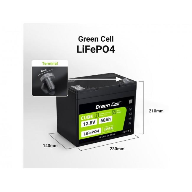 Green Cell LFPGC12V50AH UPS battery Lithium Iron Phosphate (LiFePO4) 12 V 50 Ah Green Cell LFPGC12V50AH UPS battery Lithium Iron Phosphate (LiFePO4) 12 V 50 Ah