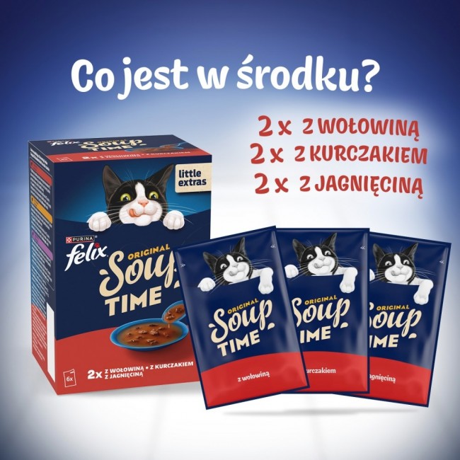 PURINA Felix Original Soup Time Box Beef, lamb, chcken - wet cat food - 6x48g