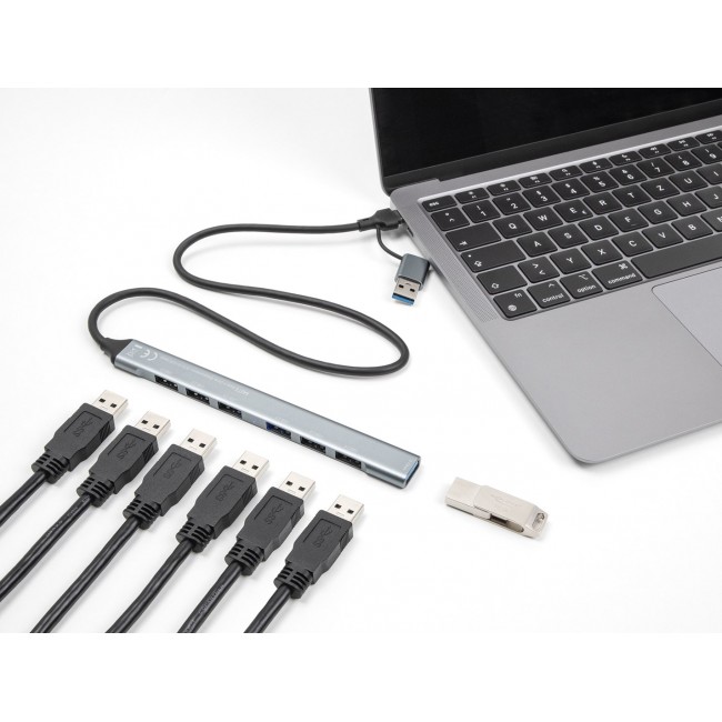 DeLOCK 4 Port Slim USB Hub with USB Type-C or USB Type-A to 3 x USB 5 Gbps USB Type-C + 1 x USB 5 Gbps Type-A