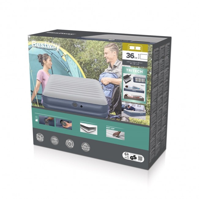 Bestway Tritech Air Mattress Queen with Rechargeable Pump 2.03 m x 1.52 m x 36 cm