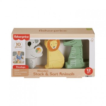 Fisher-Price Wooden Animals Stack and Sort HXV04 MATTEL