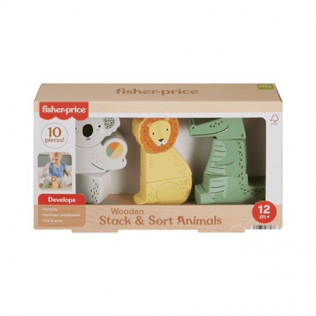 Fisher-Price Wooden Animals Stack and Sort HXV04 MATTEL Fisher-Price Wooden Animals Stack and Sort HXV04 MATTEL