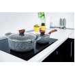 PROMIS Set of pots GRANITE, saucepan 16 cm, pots 20,24,28 brown handles PROMIS Set of pots GRANITE, saucepan 16 cm, pots 20,24,28 brown handles