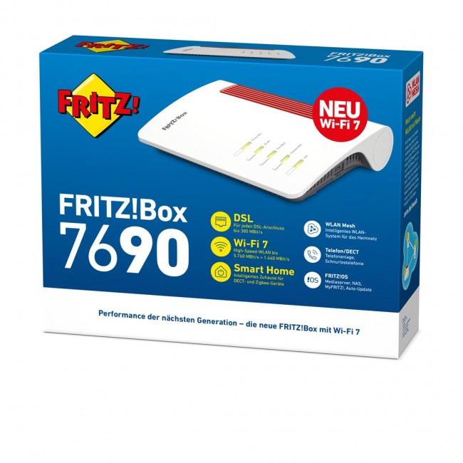 FRITZ!Box 7690 wireless router 2.5 Gigabit Ethernet Dual-band (2.4 GHz / 5 GHz) White FRITZ!Box 7690 wireless router 2.5 Gigabit Ethernet Dual-band (2.4 GHz / 5 GHz) White