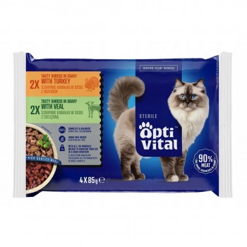 OPTIVITAL Sterile Turkey and veal - wet cat food - 4x85g