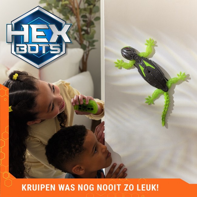 HEX BOTS | Interactive Toy Wall Crawler Gecko RC Robot | Green/Grey