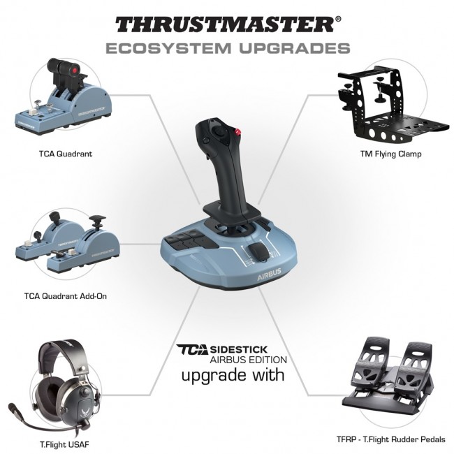 Thrustmaster TCA Sidestick Airbus edition Black, Blue USB Flightstick Analogue / Digital PC
