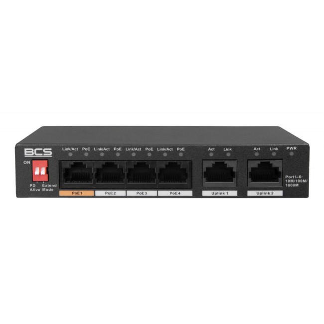 BCS BCS-L-SP04G02G(2) Unmanaged Gigabit Ethernet (10/100/1000) Power over Ethernet (PoE) Desktop Black