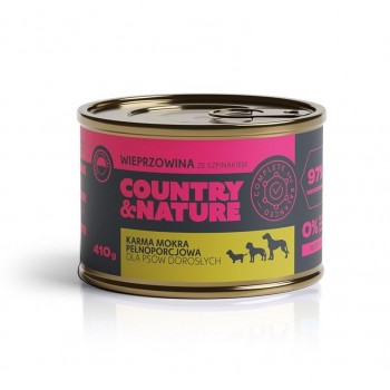 COUNTRY&NATURE Pork with spinach Mono - wet dog food - 410g