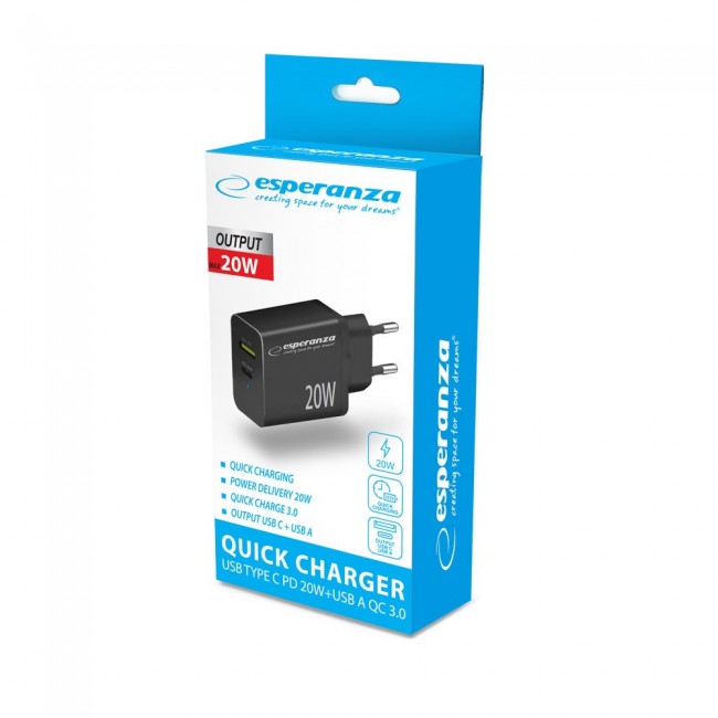 Esperanza EZC105K mains charger 20W Black