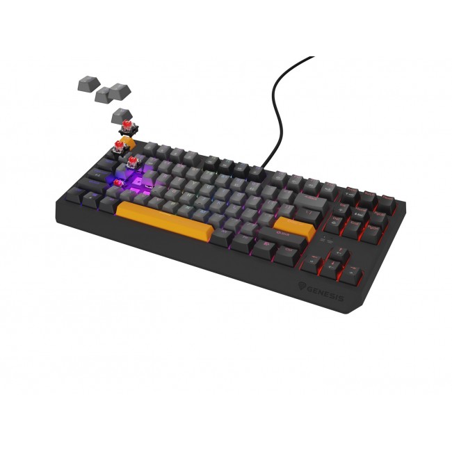 GENESIS Thor 230 TKL keyboard Gaming USB + RF Wireless + Bluetooth QWERTY Black, Grey, Orange