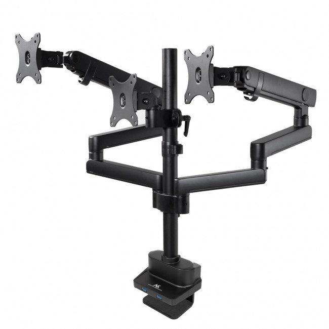 Maclean MC-811 Monitor Bracket Desk Mount Holder For 3 LCD LED Monitors USB 17'' - 27