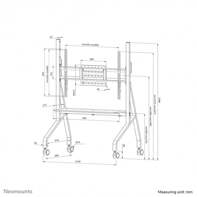 Neomounts FL50-525WH1 TV trolley 55-86 Neomounts FL50-525WH1 TV trolley 55-86