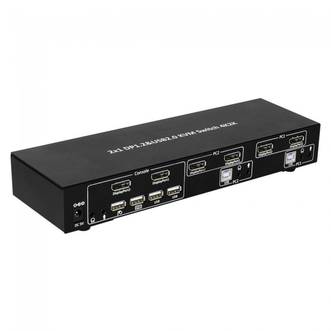 Techly IDATA DP-KVM2 KVM switch Black Techly IDATA DP-KVM2 KVM switch Black