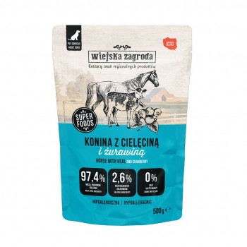 WIEJSKA ZAGRODA Horse meat with veal - wet dog food - 500g