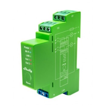 Shelly Pro Dimmer 2PM Built-in Blue, Green, Grey