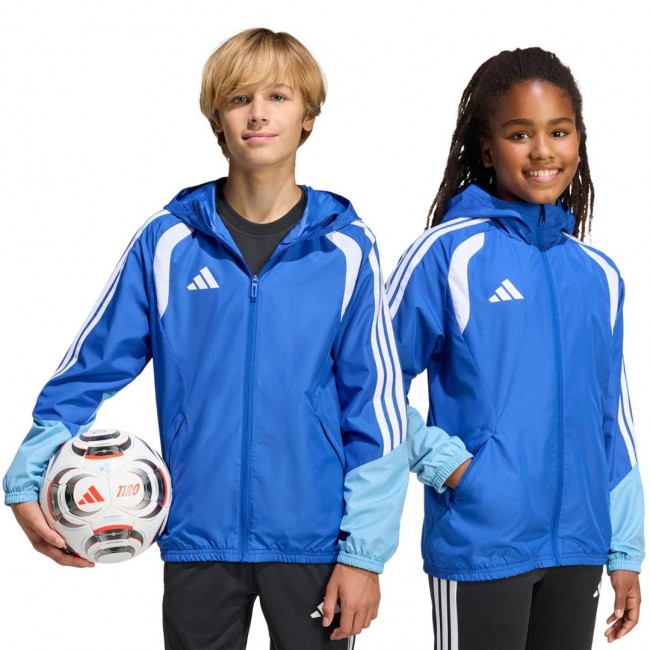 Kurtka dla dzieci adidas Tiro 26 Competition All Weather niebieska KB0157 152cm