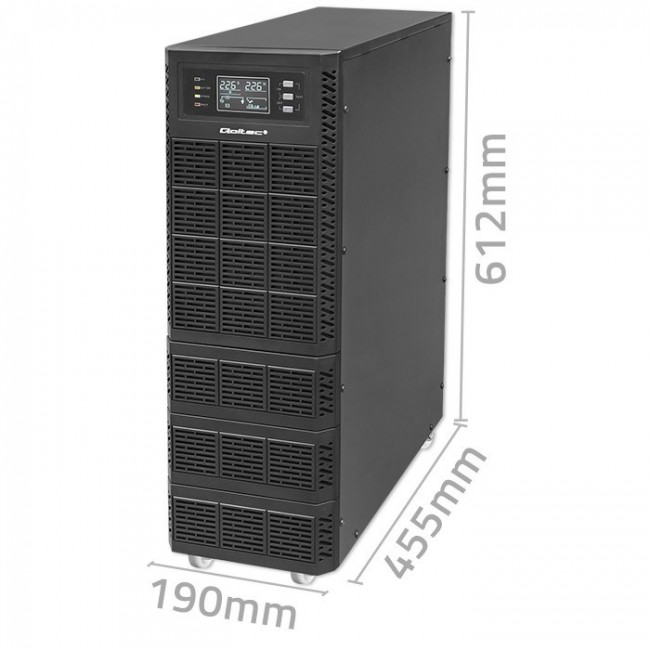 Qoltec 52283 Uninterruptible Power Supply UPS | 6kVA | 6000W | Power factor 1.0 | LCD | EPO | USB | On-line