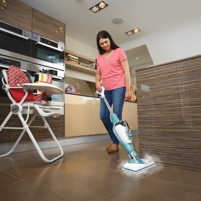 Black & Decker BHSM166DSM steam cleaner Steam mop 0.5 L 1600 W Aqua colour, White