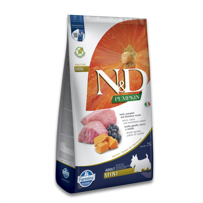 FARMINA N&D GF PUMPKIN DOG LAMB&BLUEBERRY ADULT MINI 7kg FARMINA N&D GF PUMPKIN DOG LAMB&BLUEBERRY ADULT MINI 7kg