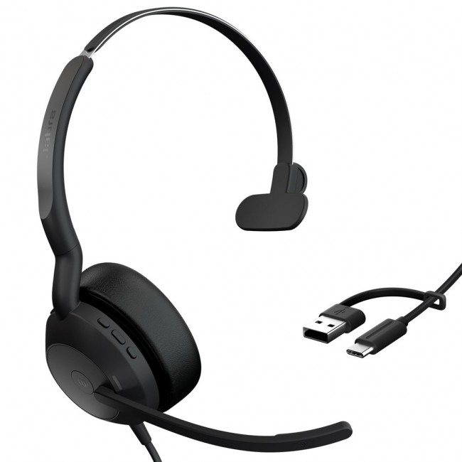Jabra Evolve2 50 Headset Wired Head-band Office/Call center USB Type-C / USB Type-A Bluetooth Black