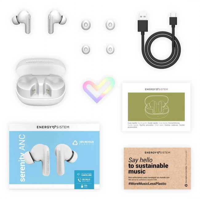 Energy Sistem Serenity ANC Headset True Wireless Stereo (TWS) In-ear Calls/Music USB Type-C Bluetooth White