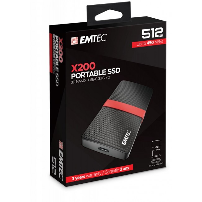 Emtec X200 512 GB USB Type-C 3.2 Gen 1 (3.1 Gen 1) Black, Red