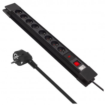 Maclean MCE11 power extension 1.5 m 8 AC outlet(s) Indoor Black