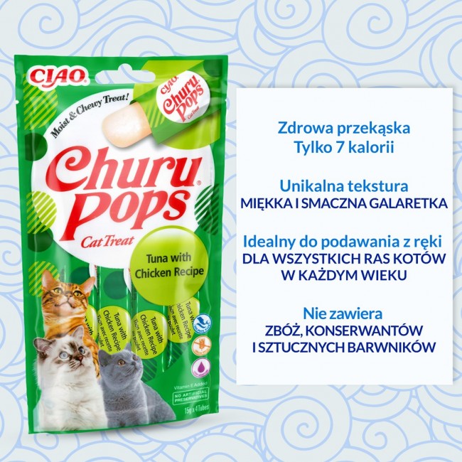 INABA Churu Pops Tuna with chicken - cat treats - 4x15 g