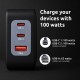 Intenso W100ACC+C520C, Power Adapter + Charging Cable Set, 100W, Fast Charging, GaN, Charge 3 Devices Simultaneously, Black