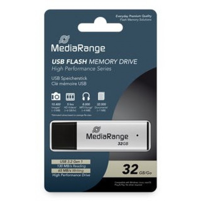 MediaRange MR1900 USB flash drive 32 GB USB Type-A 3.2 Gen 1 (3.1 Gen 1) Black, Silver