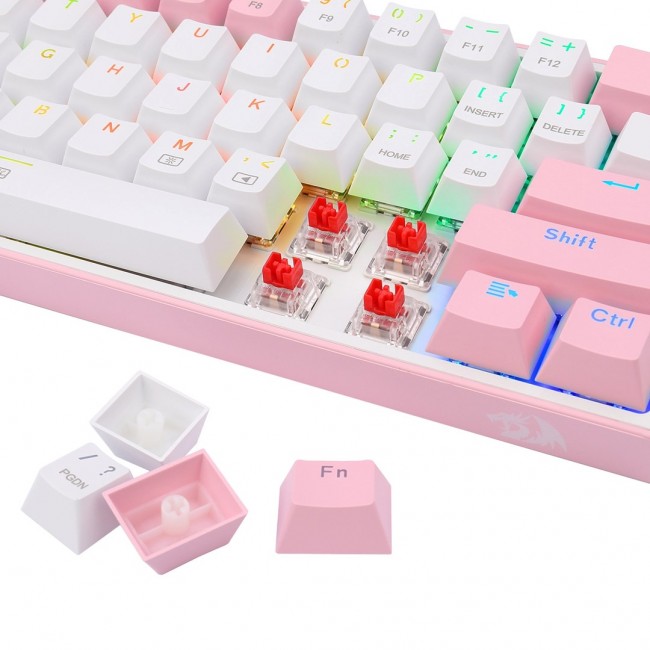 REDRAGON K617-RGB Fizz RGB White/Pink keyboard USB Pink, White