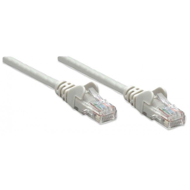 Intellinet Network Patch Cable, Cat5e, 2m, Grey, CCA, U/UTP, PVC, RJ45, Gold Plated Contacts, Snagless, Booted, Lifetime Warranty, Polybag