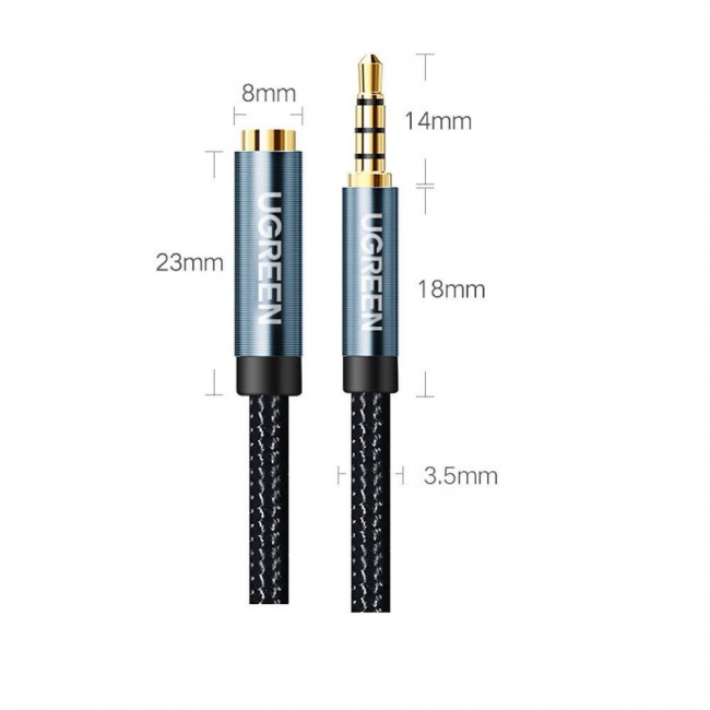 Ugreen extension cable adapter AUX mini jack 3.5 mm 2 m (blue)