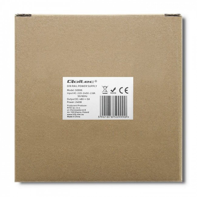 Qoltec 50999 DIN rail power supply | 240W | 48V | 5A Qoltec 50999 DIN rail power supply | 240W | 48V | 5A
