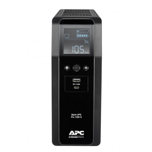 APC Back-UPS Pro, 1200VA/720W, Tower, 230V, 8x IEC C13 outlets, Sine Wave, AVR, USB Type A + C ports, LCD, User Replaceable Battery APC Back-UPS Pro, 1200VA/720W, Tower, 230V, 8x IEC C13 outlets, Sine Wave, AVR, USB Type A + C ports, LCD, User Replaceable Battery