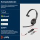 HP Poly Blackwire 5210 Monaural USB-C Headset +3.5mm Plug +USB-C/A Adapter