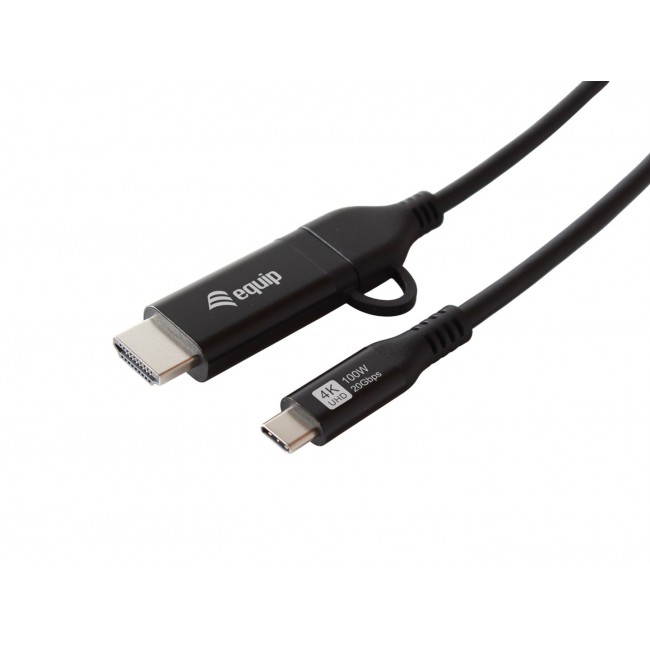 Equip 2 in 1 USB-C to C + HDMI Cable, 3.0m, PD100W, 4K/60Hz, 20Gbps