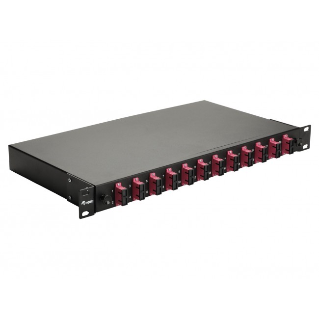 Equip 12-Port Fiber Optic Splice Box, SC Duplex, OM4, 1U, Equipped, Black